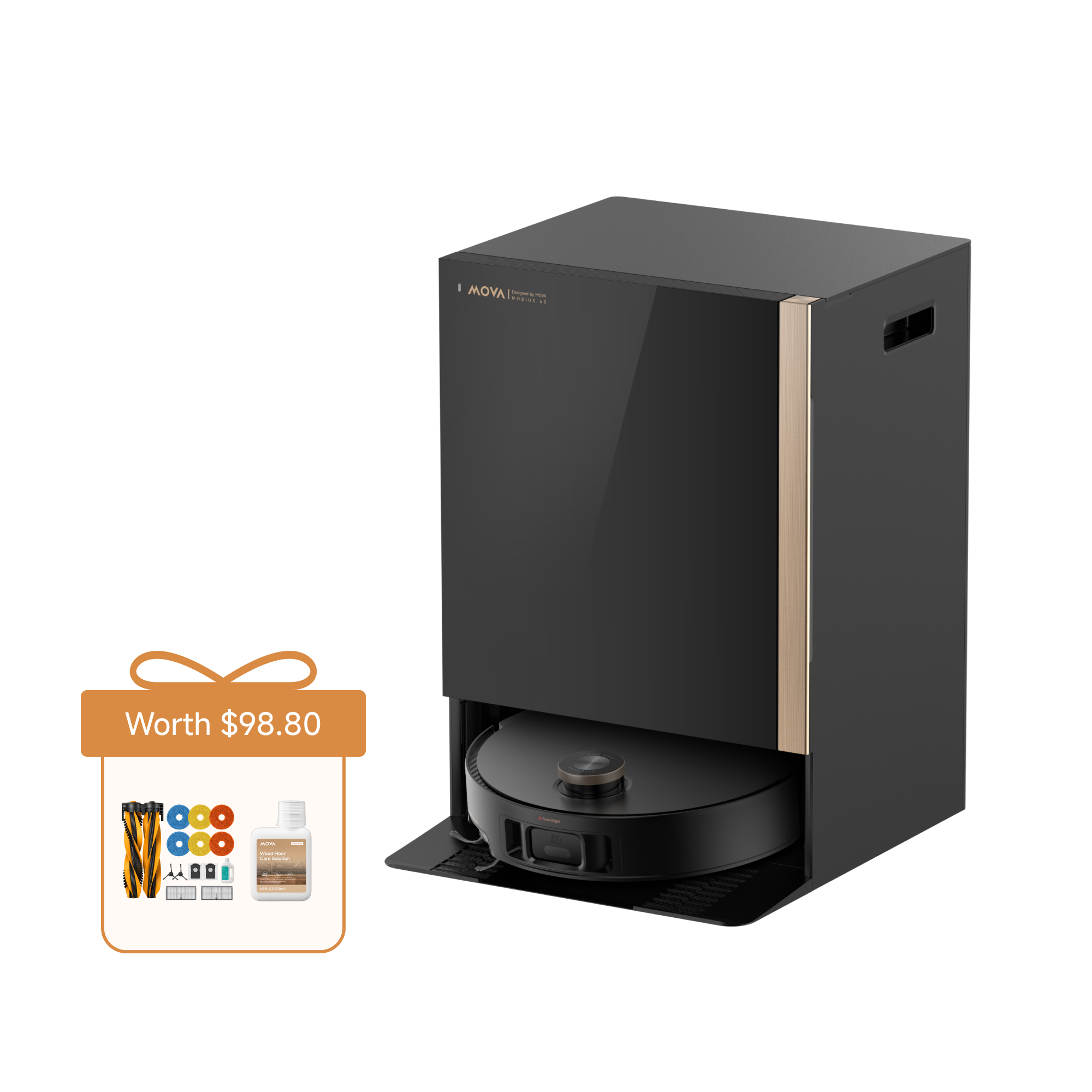MOVA Mobius 60 + Auxiliary Cleaning Kit + Wood Floor Care Solution